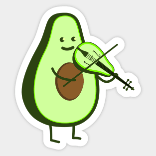 Funny avocado with violin Sticker